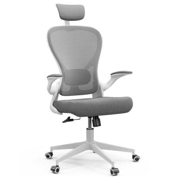 Modern Swivel Chair with Flip-up Arms Metal Type metal Ergonomic Home Office Desk Chair