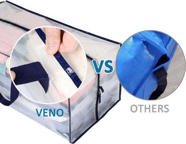 Heavy Duty Extra Large Clear Moving Bags W/Backpack Straps Strong Handles & Zippers, Storage Totes For Space Saving