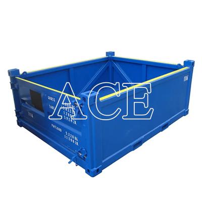 10 pieds DNV 2.7-1 Corbeilles de fret offshore standard de moitié de hauteur Contenant en acier sec ouvert haut de 3 mètres de longueur optionnelle de moitié de hauteur