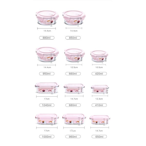 Stackable пищевой контейнер 1040ml 35oz стеклянный с крышками