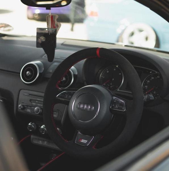 Soft Suede Steering Wheel Cover for Audi A5 Hand Stitched and Customized 2013-2018