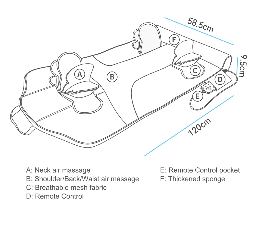 Portable Foldable Heating Massage Mattress with 4 Massage Modes for Full Body Relaxation
