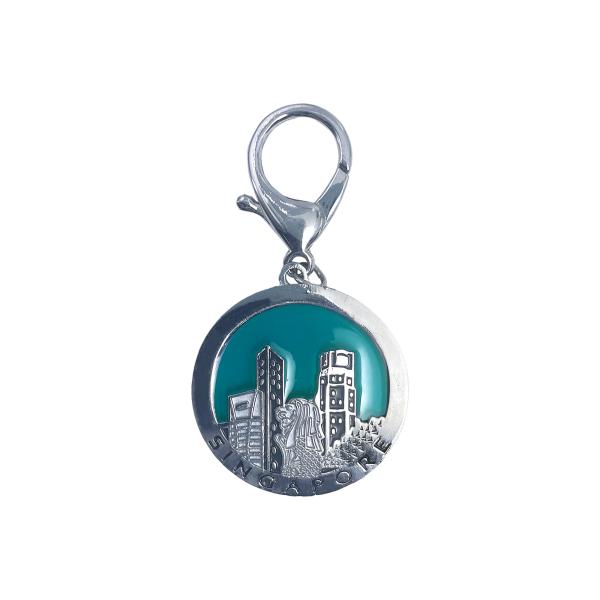 Singapore Shiny Silver Translucent Enamels Keychain – A Stunning Tribute to Urban Elegance