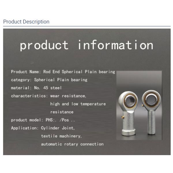 Custom PHS18 Spherical Plain Ball Joint Female Rod End Bearing