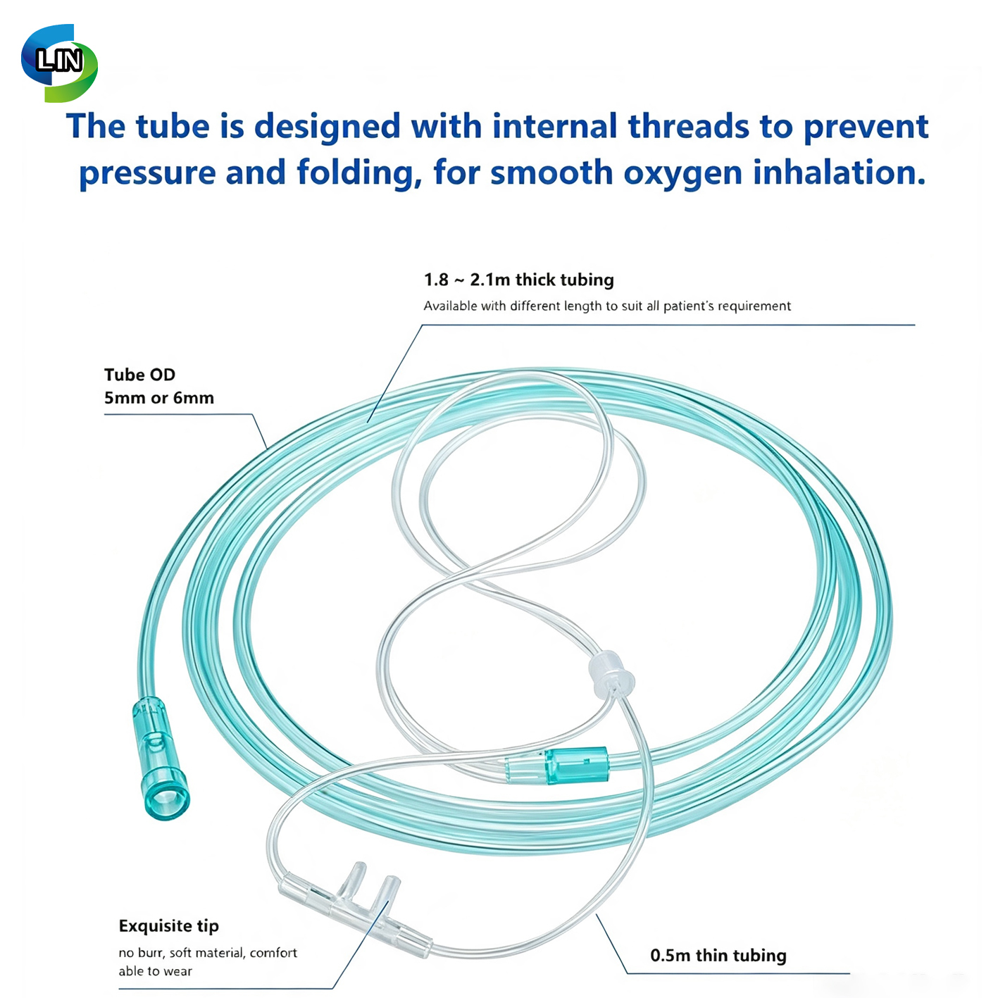 Disposable Oxygen Tube Nasal Oxygen Cannula with Medical Grade PVC CE Certified for Single Use Only