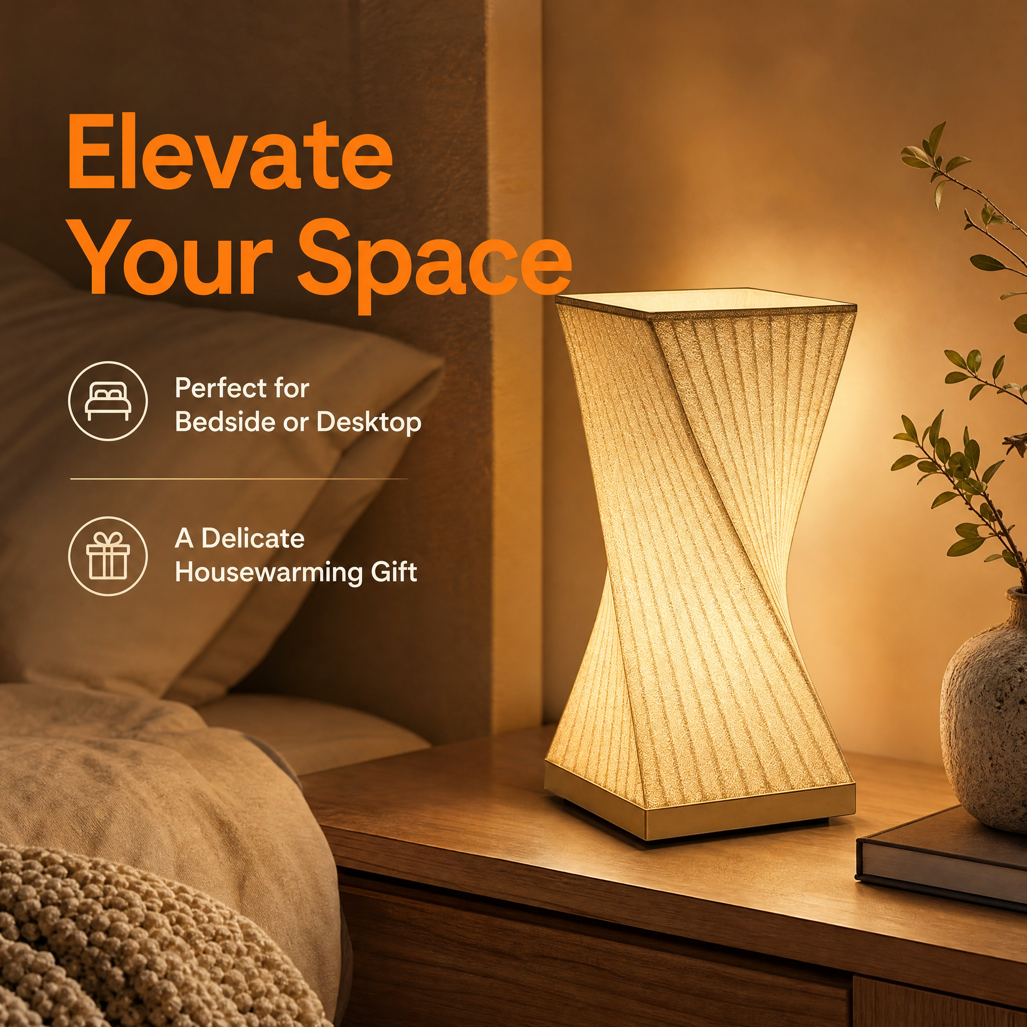 Twisted  3D Printed Lighting Fixtures Art Styled 3d Printed Lamp Warm Light