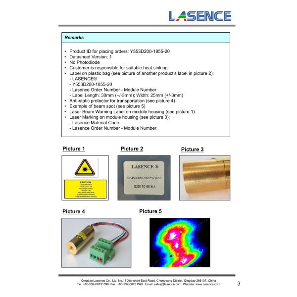 LD Voltage 1.8-2.3V 500mW Laser Module in Laser Equipment Parts with Competitive