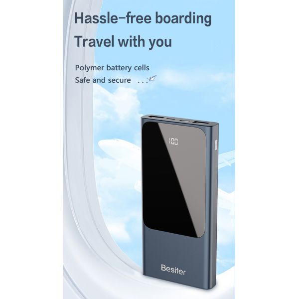 Double Usb Portable Power Bank Lightweight 10000Mah With LED Display Light
