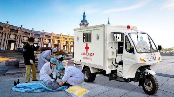 Ambulância triciclo elétrica com carroceria fechada e motor de 800W DY200ZK-A