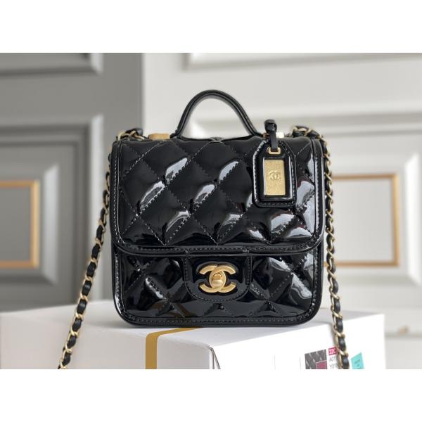 Chanel 22 Mini Designer Purses Black Spell Gold Chain With Drop Flap