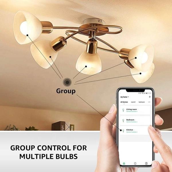 850LM RGB Smart WiFi LED Light 6000K 9W Tuya Led Bulb Phone App Control