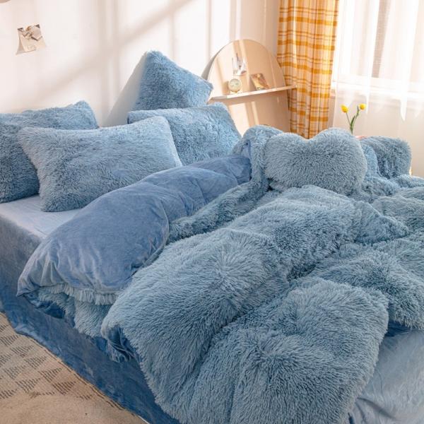 Capa de cobertor de travesseiro Shaggy Plush personalizado define roupa de cama de inverno macia sem preenchimento