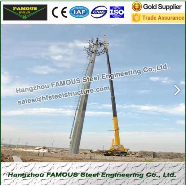 Prefabricated Galvanized 30-50mm Diameter Steel Power Pole For Telephone Construction
