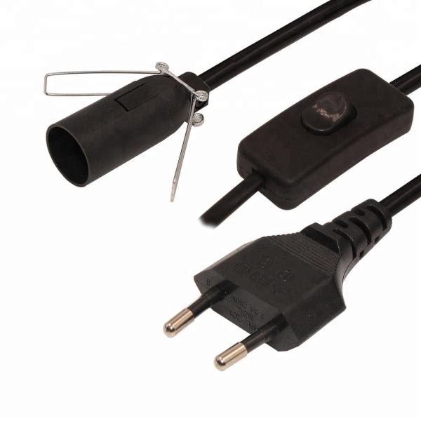 Cordão de alimentação AC europeu de 2 pontas com tomada Edison