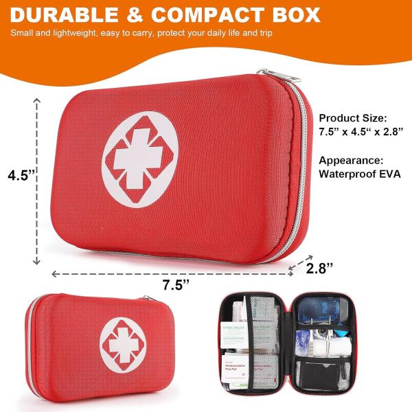 Essential Emergency Trauma Medical Supplies Packed Red Waterproof Box, Perfect For Car Home Office Travel Outdoor