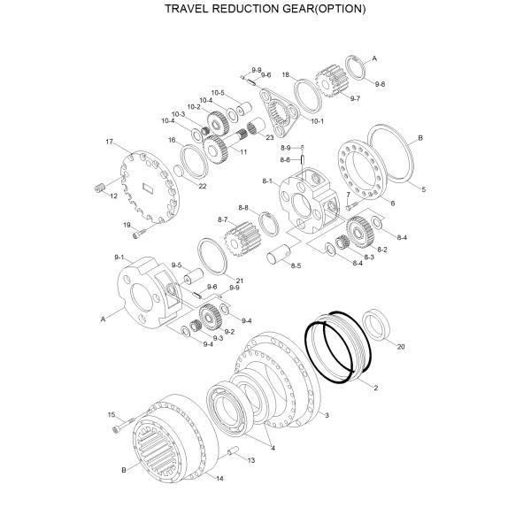 R305-7 R290LC-7A Excavator Travel Gearbox 31N8-40072 31N8-40071BG