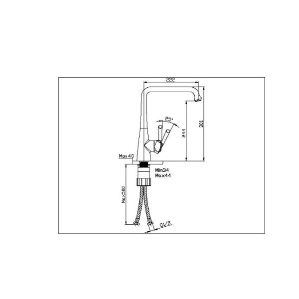 Polished Chrome Kitchen Sink Water Faucet , Deck Mounted One Hole Kitchen Faucet