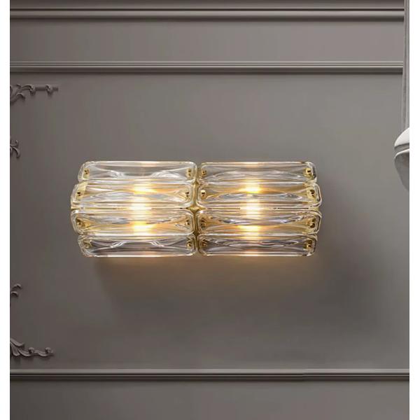 Crystal wall lamp postmodern simple living room TV wall background lamp light luxury atmosphere long strip bedroom bedside lamp