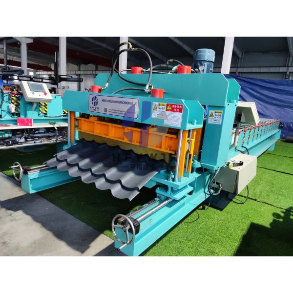 1100 Glazed Tile Roof Sheet Roll Forming Machine with Hydraulic Cutting System 16 Stands