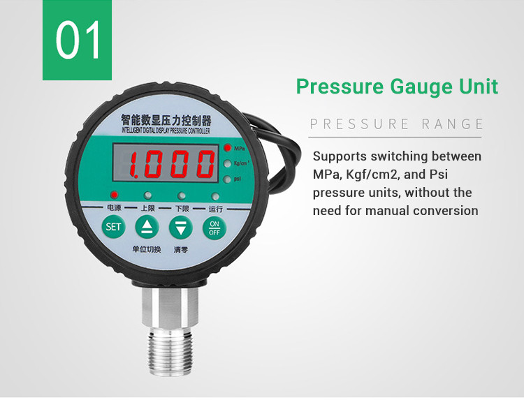80mm High Precision 0.5%FS DC220V Intelligent Digital Electric Contact Pressure Gauge