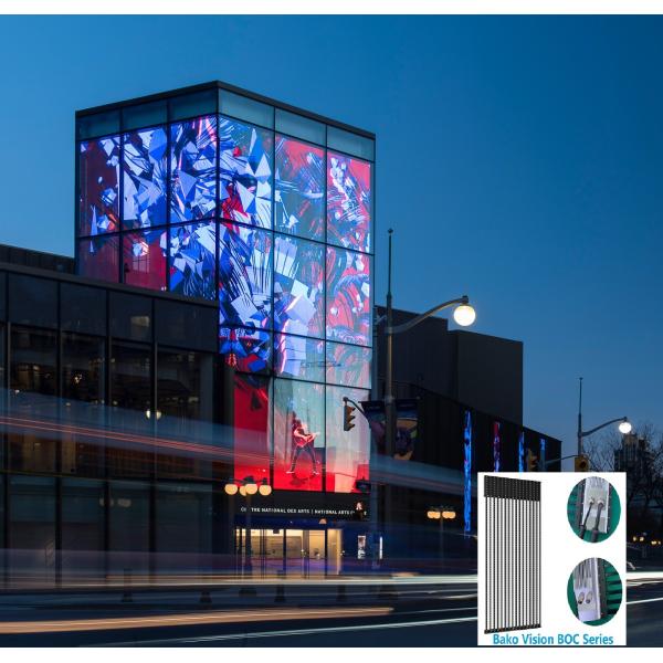 IP67 Waterproof Glass Wall Led Display , Aluminum See Through Led Screens 6500 Nits