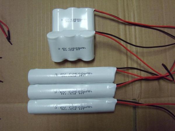 3.6Volt Nicd Battery Packs C2500MAH For Emergency Fixture , Outdoor Lighting