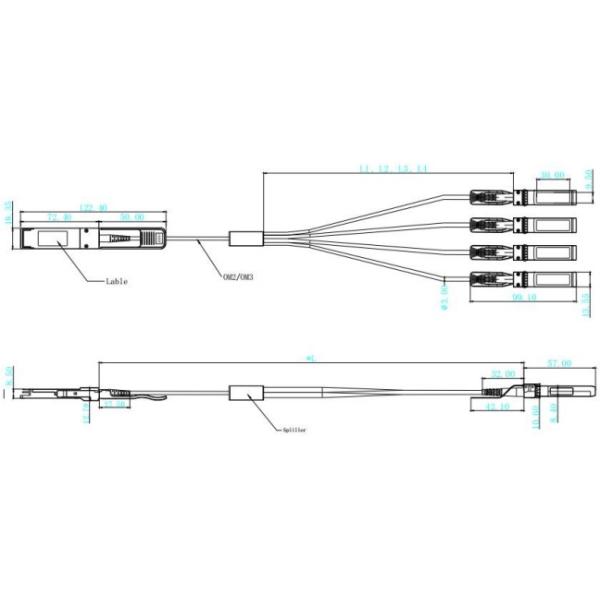 Кабель AOC от 100G до 4x25G 850nm QSFP28 до 4x SFP28 Активный оптический кабель OM3 OM4