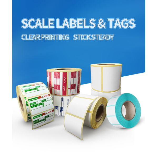 Pressure Sensitive Glassine Thermal Label Roll / Fanfold White / Yellow / Blue