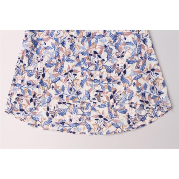 100% Cotton Ladies Print Blouses Breathable Floral Tops For Women