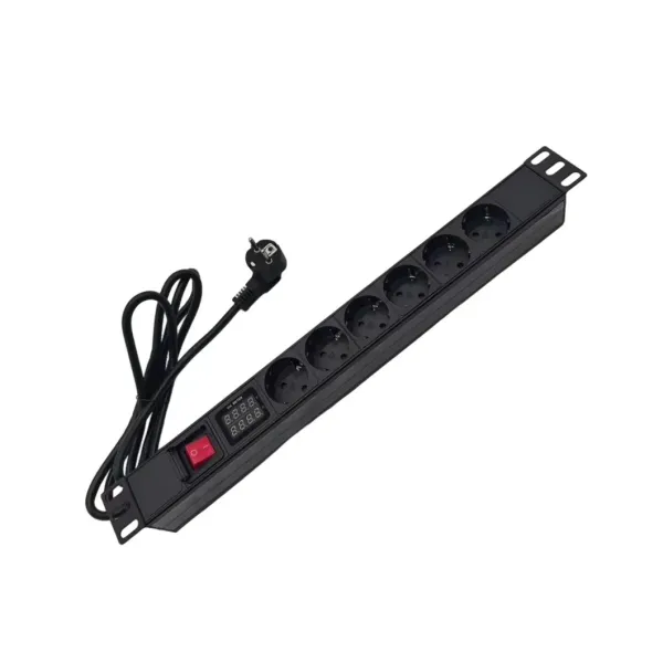 8 Outlet Rack Mount PDU Power Strip, 1020j Surge Protection & 15A Overload Switch, Fits 19'' Network Server Rack