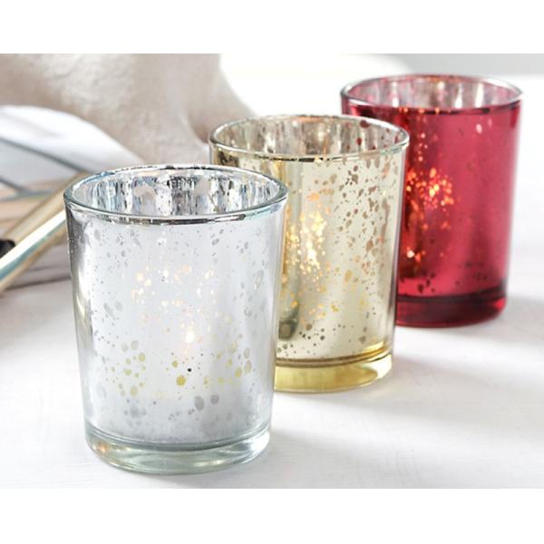 Christmas Tea Light Mercury Glass Votive Candle Holders 82ml Customized Color