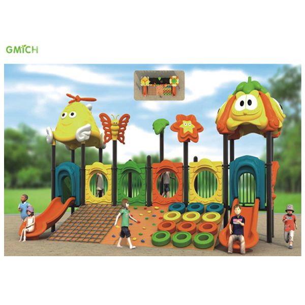 Customization Wooden Playground Equipment With Plastic Slide Set Anti Slip