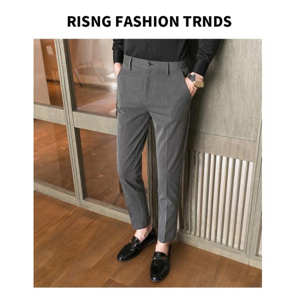 Cor sólida Negócios Casual Usar Traje Formal Calças Formal Plus Size Calças de Homem Calças