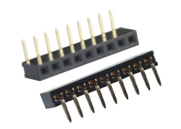 90 Degree SMT Female Header Connector Single Row Black 2.0mm Through Hole