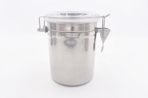 Tableware stainless steel clamp canister set with clear Lid healthy and odorless milk powder can