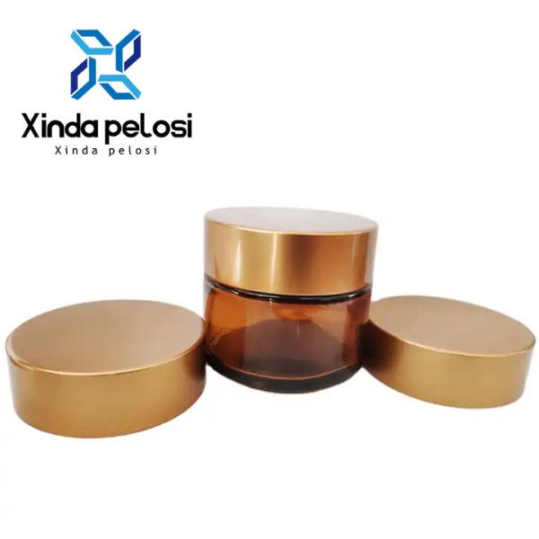 Capas de garrafas de alumínio para cosméticos Acrílico congelado Vazio, transparente, redondo, vidro de amostra Capela de frasco de creme de plástico