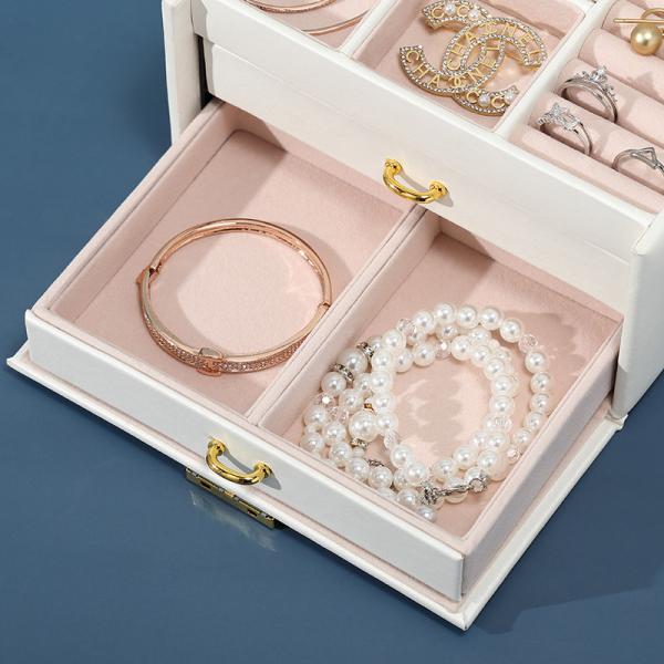 Accepable OEM/ODM Fashion Suit Travel Jewelry Boxes with Large Storage in Pu Leather