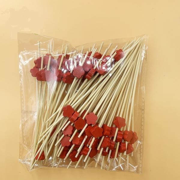 Multi Color Disposable Biodegradable 12 Cm Natural Bamboo Fruit Fork Cocktail Sticks