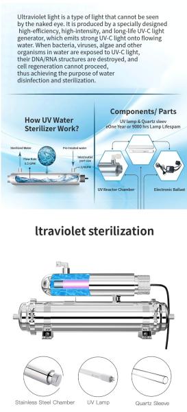 Stainless Steel UV Water Purifier 1000L/H Household With UV Ultraviolet Lamp