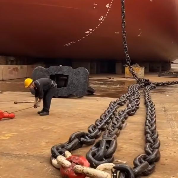 105mm Galvanized Chain For Anchor High Strength Alloy Steel Stud Link