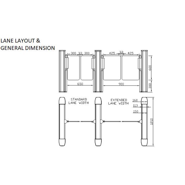 Проход прозрачности плексигласа турникета ворот скорости мотора БЛДК широкий