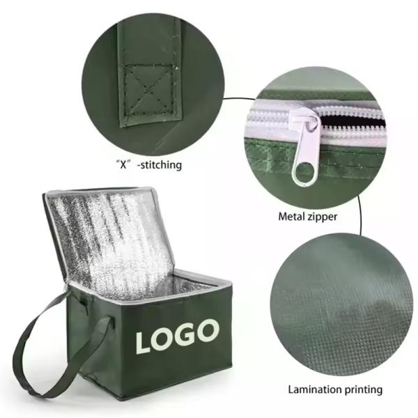 Custom Logo Soft-loop Cooler Bag for Insulated Green Grocery Picnic Beer and More