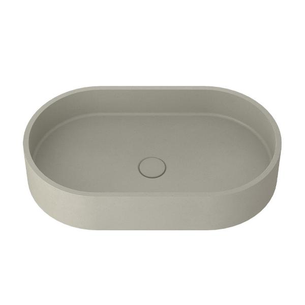 Pop Up Drain Concrete Wash Basin Oval Shape Bathroom Sink