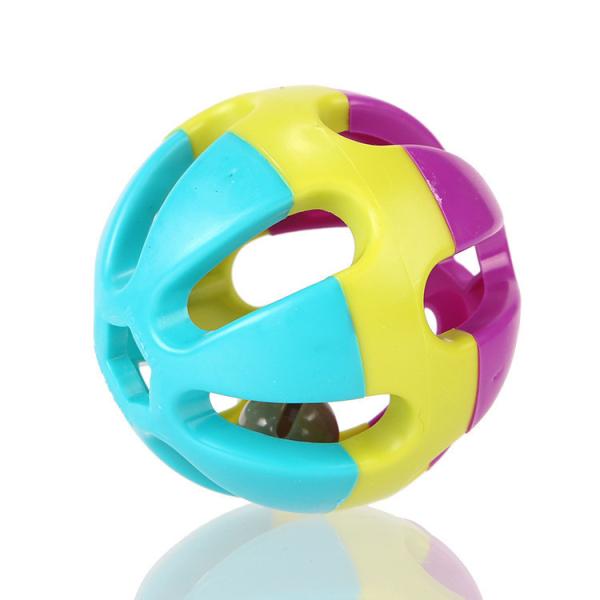 Interactive Tri-Color Bell Ball - Durable Plastic Toy for Cats and Dogs - Stimulating Sound Play