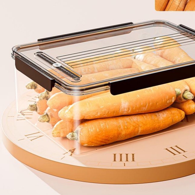 Crisper Bento Style Acrylic Food Storage Box Food Grade Clear Organizer for Fruits Vegetables Frozen Foods Refrigerator