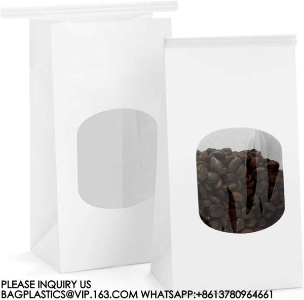 Tin Tie Tab Lock Bags White Window Bags Coffee Bags Cookie Bags Treat Bags Popcorn Bags Bakery Bags with Window