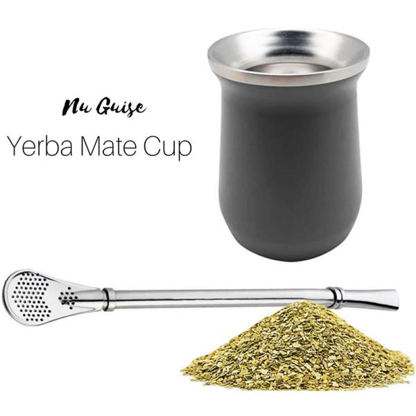 Double Wall Insulated Stainless Steel Yerba Mate Cup 8oz With Bombilla Straw