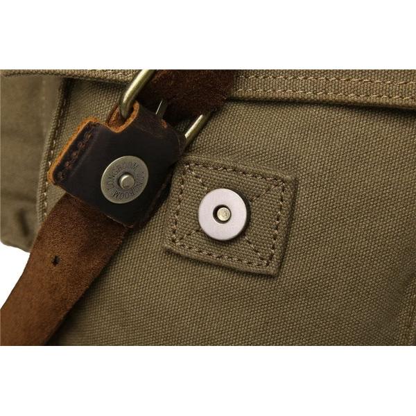 SECHUNK VINTAGE MILITARY LEATHER CANVAS LAPTOP BAG MESSENGER BAGS MEDIUM