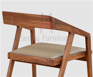 Geometry Oak Wood Upholstered Dining Chairs Commercial Wood Chairs 60 Degree Armrest