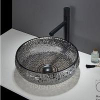Trend Design Yellow Round Wash Basin Manufacturer Colorful Bathroom Bowl Tempered Glass Wash Basin and Waterfall Tap